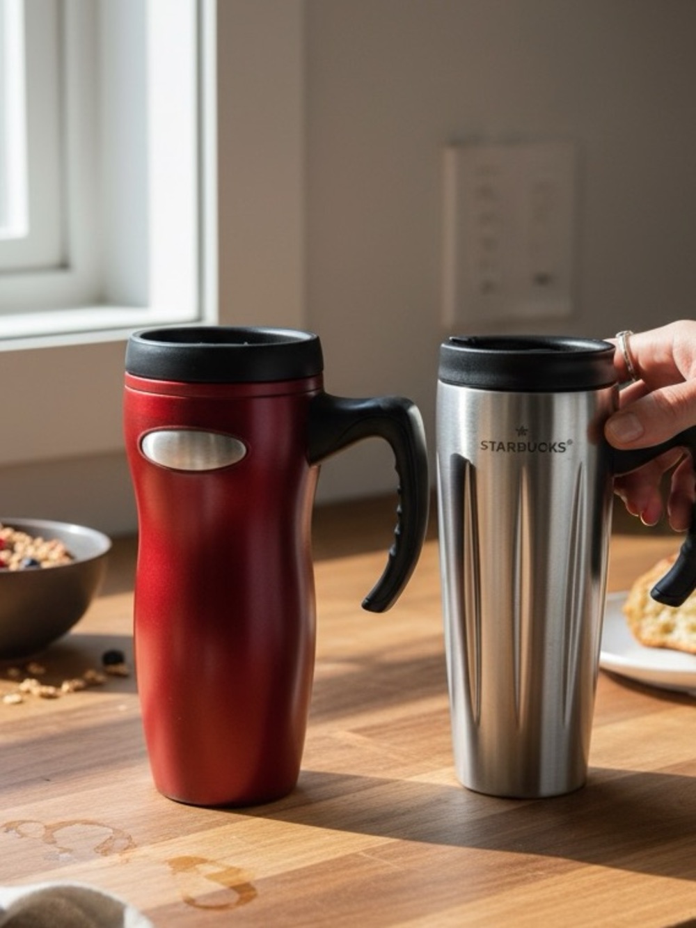 Two Rare Vintage Starbucks Travel Mugs